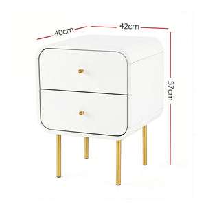 Artiss Bedside Table 2 Drawers Side End Table Nightstand White