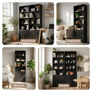 Bookshelf Display Cabinet | 6-Tier Storage Unit | Black