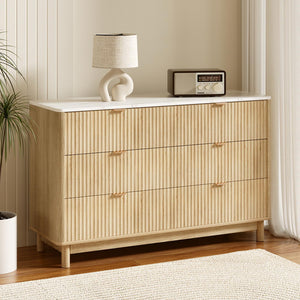 Chest of Drawers | 6-Drawer Dresser | Pine Wood Finish