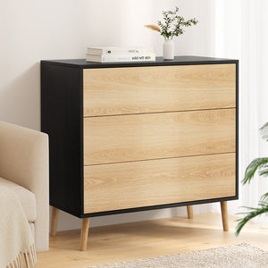 Chest of Drawers | 3 Drawer Dresser | Black & Pine