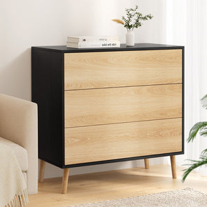 Chest of Drawers | 3 Drawer Dresser | Black & Pine