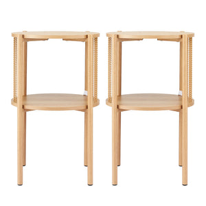 Artiss Set of 2 End Tables Coffee Table 2-Tier Round Wood