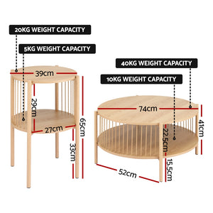 Coffee Table | 2-Tier Round Wooden Living Room Table