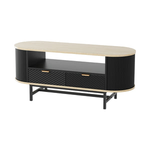 Coffee Table | Drawer & Shelf Storage | Wood & Black Finish