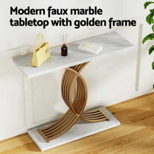 Artiss Console Table | Marble Effect | White & Gold