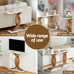 Artiss Console Table | Marble Effect | White & Gold