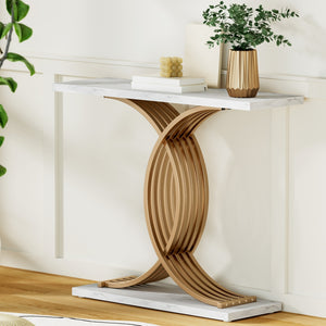Artiss Console Table | Marble Effect | White & Gold