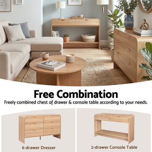 Artiss Console Table Hallway Entryway Storage Drawer Shelf Curved Edge 120CM Pine