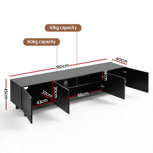 Entertainment Unit | TV Stand Cabinet | 180cm | Black Finish