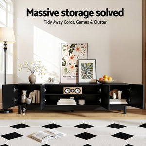 Entertainment Unit | TV Stand Cabinet | 180cm | Black Finish