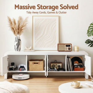 TV Entertainment Unit | 180cm Storage Cabinet | White