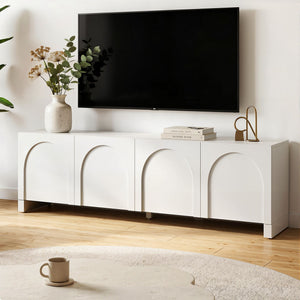 TV Entertainment Unit | 180cm Cabinet with Adjustable Shelf | White