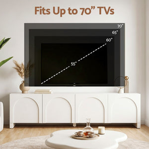TV Entertainment Unit | 180cm Cabinet with Adjustable Shelf | White