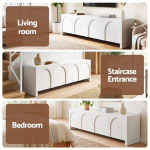 TV Entertainment Unit | 180cm Cabinet with Adjustable Shelf | White