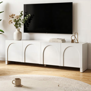 TV Entertainment Unit | 180cm Cabinet with Adjustable Shelf | White