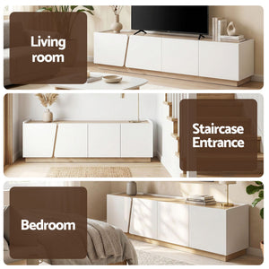 TV Storage Unit | 180cm | Living Room Cabinet | White & Pine