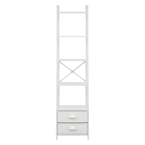 Artiss 5 Tier Bookshelf Ladder Bookcase with Fabric Drawers Display Rack White