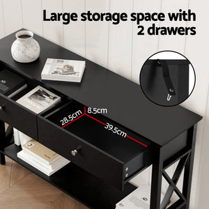 Console Table | 2 Drawers | 100cm | Black