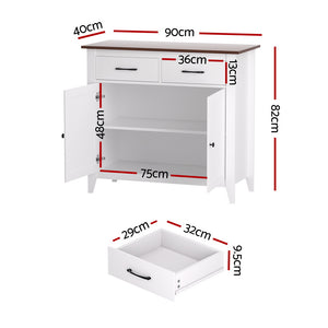 Hallway Sideboard Cabinet | Storage Cupboard | 2 Drawers | White