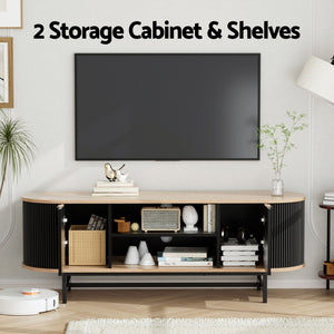 Artiss TV Unit & Coffee Table Set Storage Drawers Shelves Black Pine