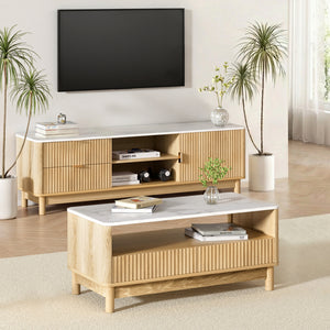 TV Unit & Coffee Table Set | Storage Drawers | Pine Finish