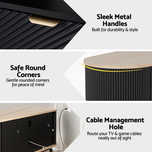 TV Unit | Entertainment Cabinet | Black & Pine Finish