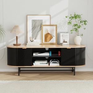 TV Unit | Entertainment Cabinet | Black & Pine Finish