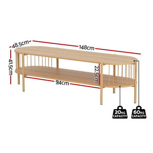 Artiss TV Unit | Entertainment Storage Shelf | 148cm | Pine