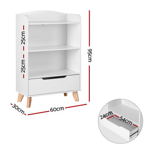 Bookshelf | 3 Tiers | Storage Bookcase | Toys Organizer Drawer