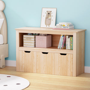 Bookshelf | 3-Drawer Storage Organiser | Wooden Bookcase for Toys & Books
