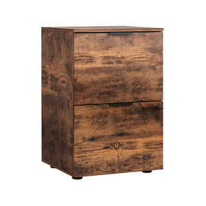 Mobile File Cabinet | 2 Drawer | Office File Organiser | Rustic Brown