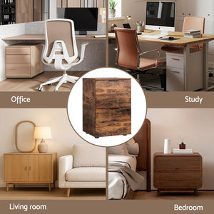 Mobile File Cabinet | 2 Drawer | Office File Organiser | Rustic Brown