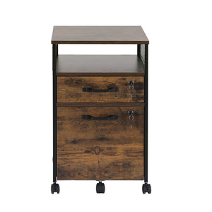 Filing Cabinet | 2 Drawer | With Wheels | Rustic Brown