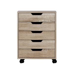 Artiss Filing Cabinet | 5 Drawer Mobile Chest | Rolling Storage | Beige