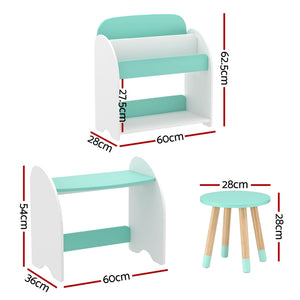 Kids Bookshelf 2 In 1 Table Chair Set | Bookcase Toys Shelves
