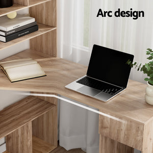 Artiss Computer Desk | 120cm | With Bookshelf & Drawer Cabinet | Oak