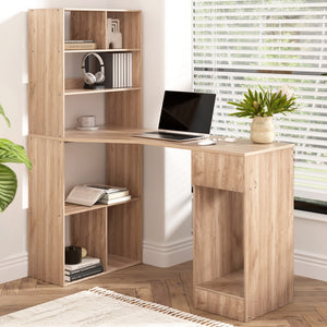 Artiss Computer Desk | 120cm | With Bookshelf & Drawer Cabinet | Oak