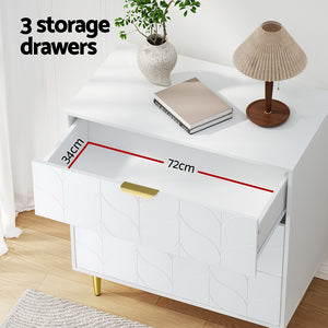 Artiss Chest of Drawers | 3 Drawer Lowboy Cabinet | White