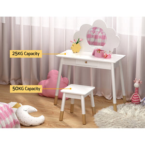 Dressing Table Set | Vanity Makeup | Wooden Legs | Mirror Drawer