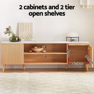 TV Cabinet | Entertainment Unit Stand | 180CM Pine | White Finish