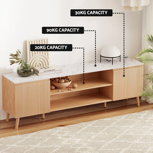 TV Cabinet | Entertainment Unit Stand | 180CM Pine | White Finish