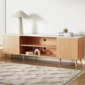 TV Cabinet | Entertainment Unit Stand | 180CM Pine | White Finish