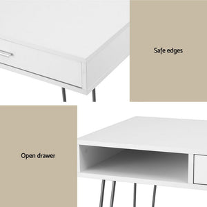 Computer Desk | 100cm | Drawer Cabinet Workstation | White