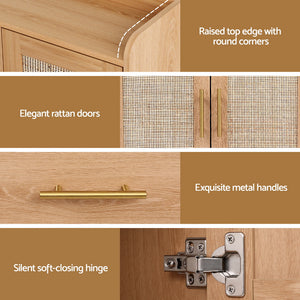 Buffet Sideboard Hutch | Rattan Detail + Hooks | Kitchen Cupboard | Pine