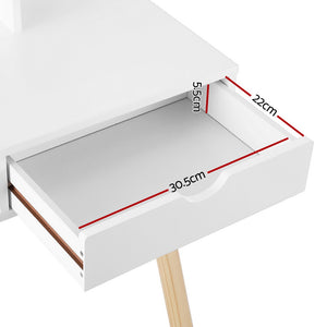 Dressing Table | Vanity Makeup Chair Set | Mirror Drawers | Wooden Legs