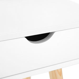 Dressing Table | Vanity Makeup Chair Set | Mirror Drawers | Wooden Legs