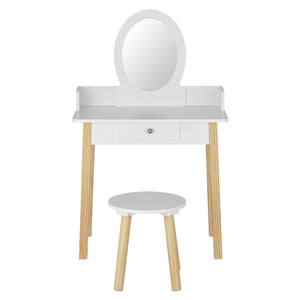 Dressing Table Set | Vanity Makeup | Wooden Legs | Drawer Mirror