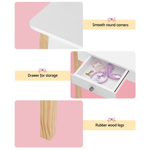 Dressing Table Set | Vanity Makeup | Wooden Legs | Drawer Mirror