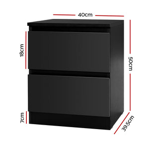 Artiss Bedside Tables | 2X | PEPE | 2 Drawers | Black