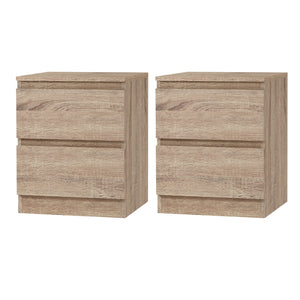 Artiss Bedside Tables | 2X | PEPE | 2 Drawers | Oak